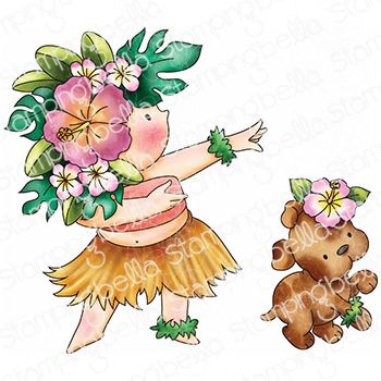****NEW**** Stamping Bella - SUMMER BUNDLE GIRL & PUPPY HULA DANCE (INCLUDES 2 STAMPS)