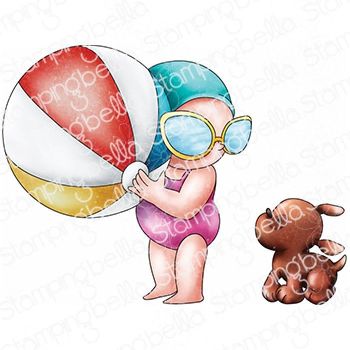 ****NEW**** Stamping Bella - SUMMER BUNDLE GIRL WITH A BEACH BALL & PUPPY (INCLUDES 2 STAMPS)