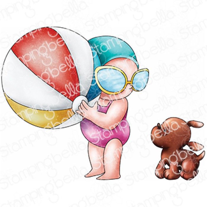 ****NEW**** Stamping Bella - SUMMER BUNDLE GIRL WITH A BEACH BALL & PUPPY (