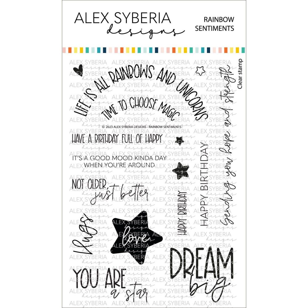 ***NEW*** Rainbow Sentiments Stamp Set - Alex Syberia Designs