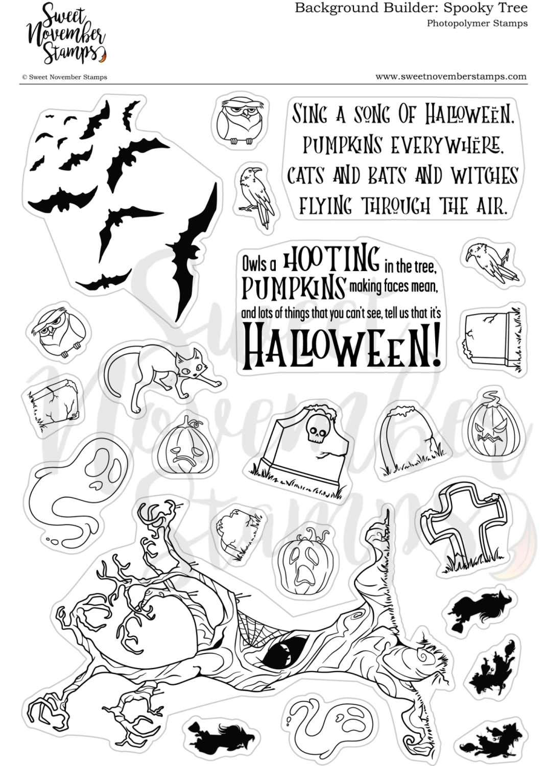 ****NEW**** Sweet November - Background Builder: Spooky Tree Clear stamp se