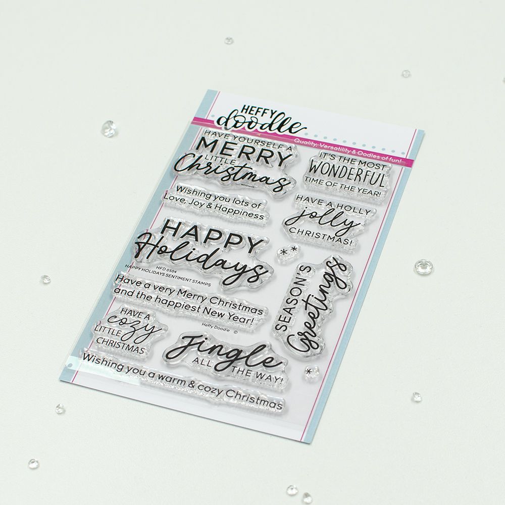 ***NEW*** Heffy Doodle - Happy Holidays Sentiment clear stamps