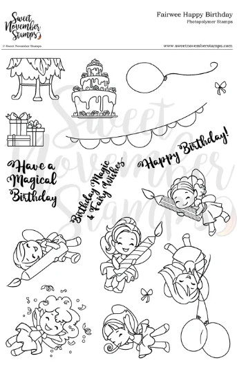 ****NEW**** Sweet November - Fairwee Happy Birthday Clear stamp set