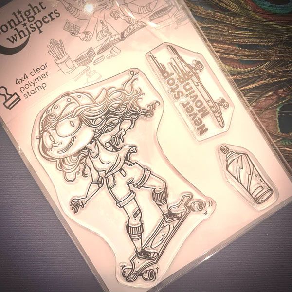 ****NEW**** Moonlight Whispers -  Skateboard Kate - Clear Stamp