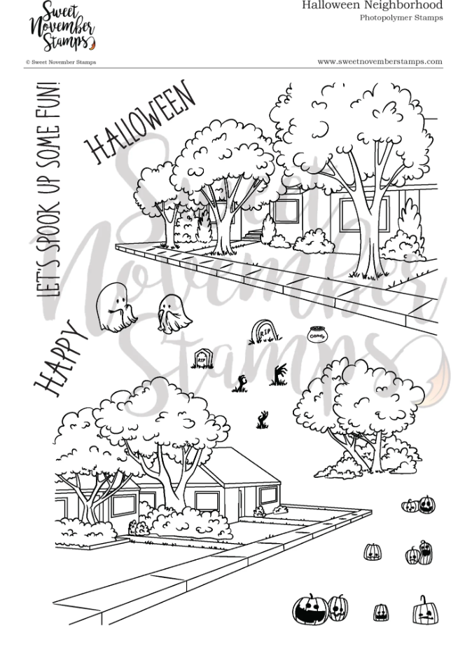 Sweet November - Background Builder: Halloween Neighborhood Clear stamp set