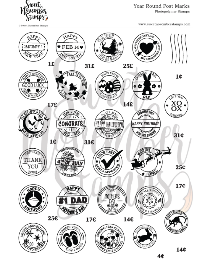 ****NEW**** Sweet November - Year Round Post Marks Clear stamp set