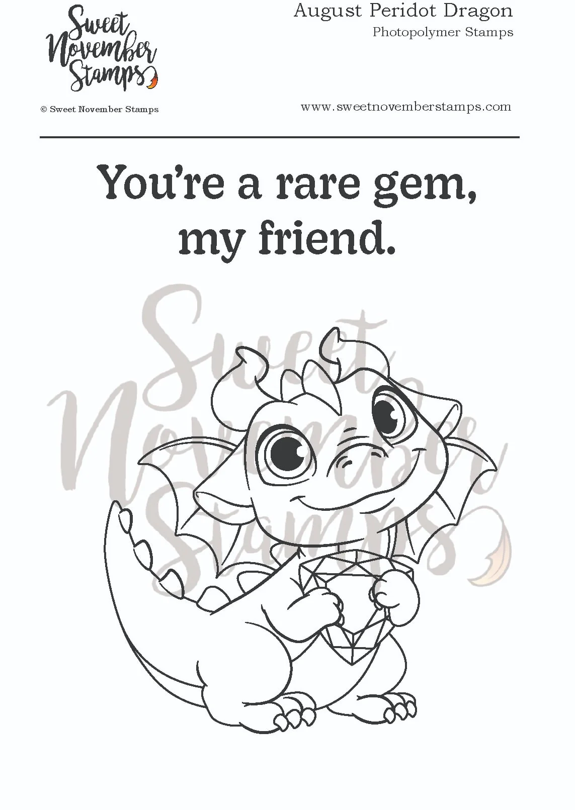 ****NEW**** Sweet November - August Peridot Dragon Clear stamp set