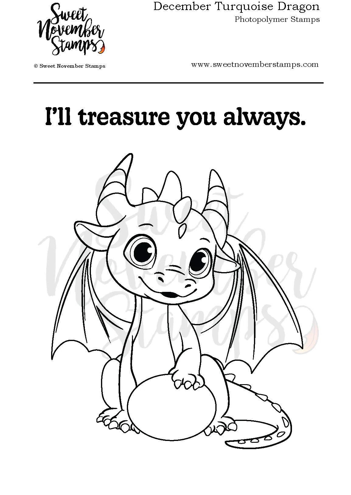 ****NEW**** Sweet November - December Turquoise Dragon Clear stamp set