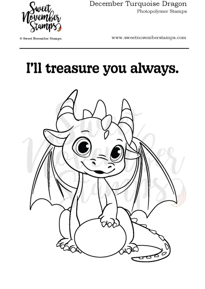 ****NEW**** Sweet November - December Turquoise Dragon Clear stamp set