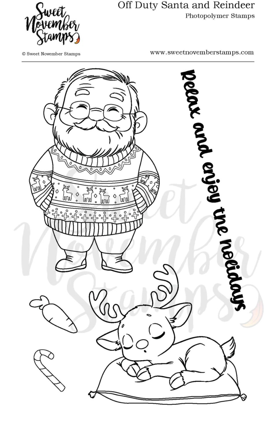 ****NEW**** Sweet November - Off Duty Santa and Reindeer Clear stamp set