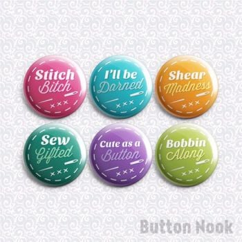 Set of Sewing Themed Badges