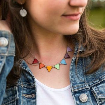 Enamel Rainbow Bunting Necklace