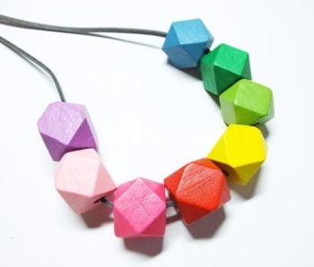 Wooden Rainbow Geometric Necklace