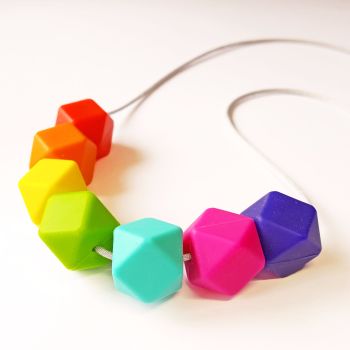 Rainbow Silicone Bead Teething Necklace