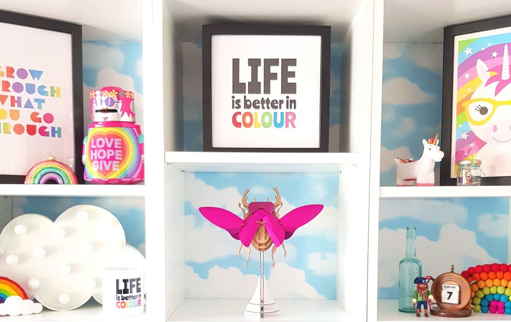 Colourful Craft Room Shelves