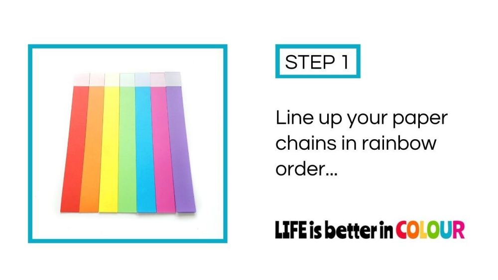 Rainbow paper strips for making paper chains