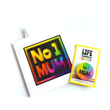 No 1 Mum - Rainbow Card