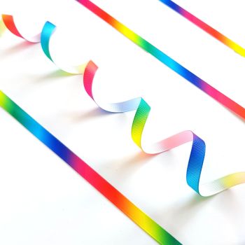 Rainbow Print Grosgrain Ribbon - Per Metre 9mm wide