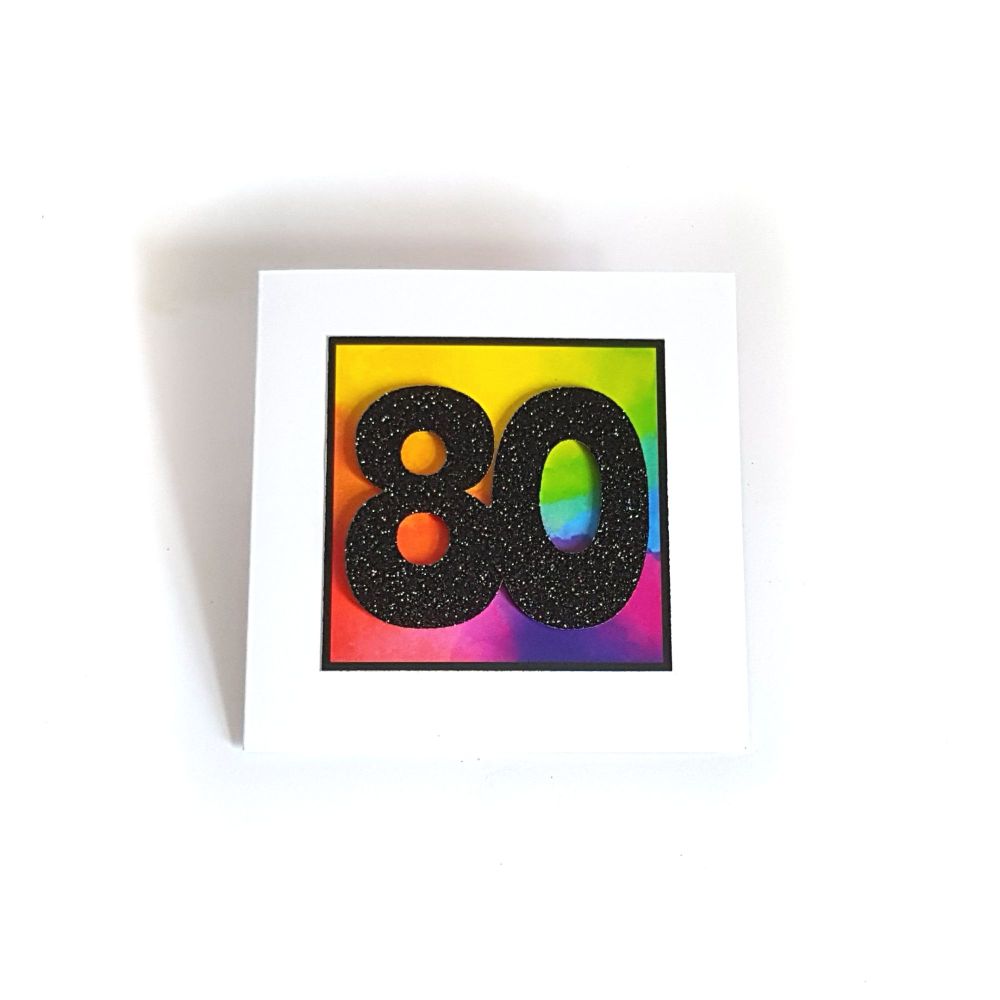 80th Birthday Card - Rainbow Milestone Birthday Card