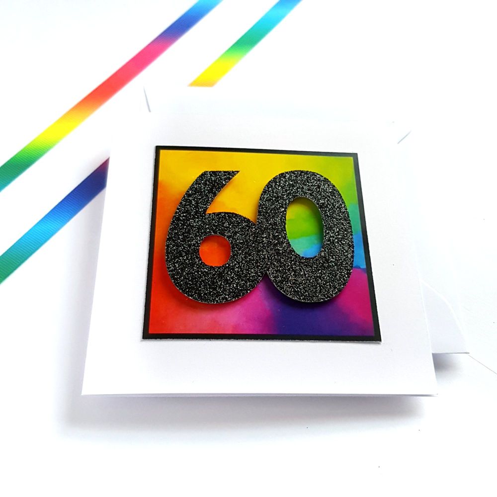 60th Birthday Card - Rainbow Milestone Birthday Card