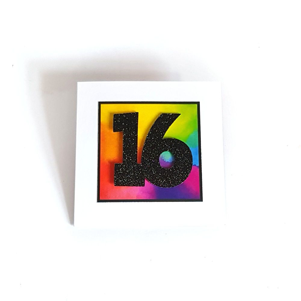 16th Birthday Card - Handmade Rainbow Birthday Card