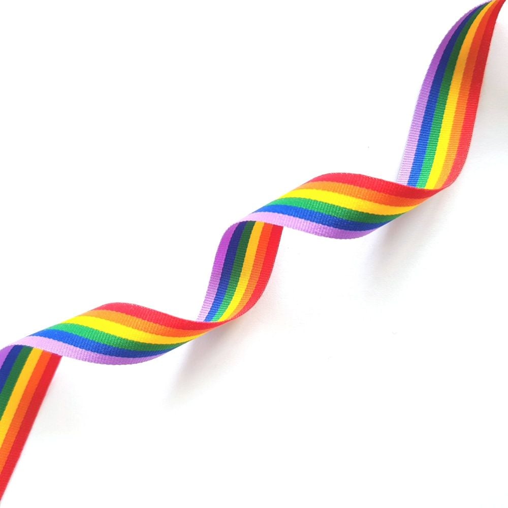 Rainbow Stripe Ribbon - Per Metre 15mm wide