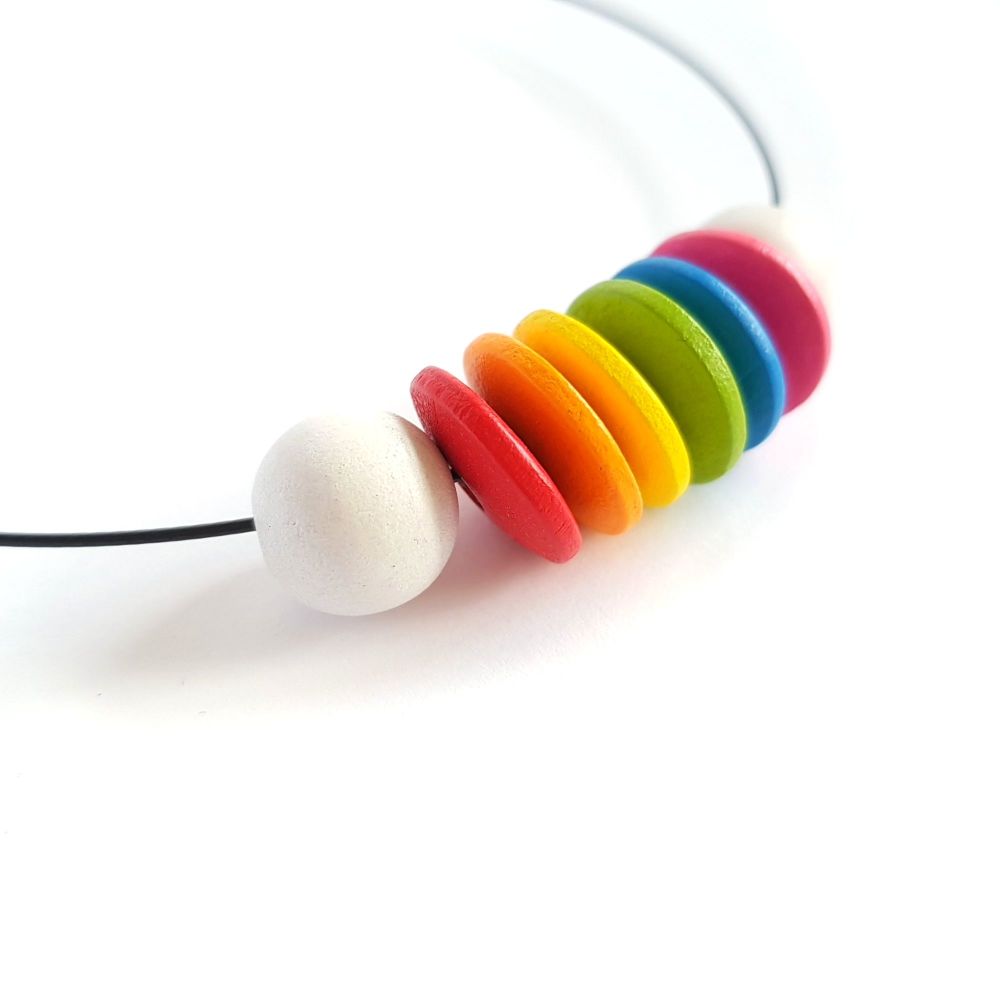 Rainbow Wooden Bead Necklace