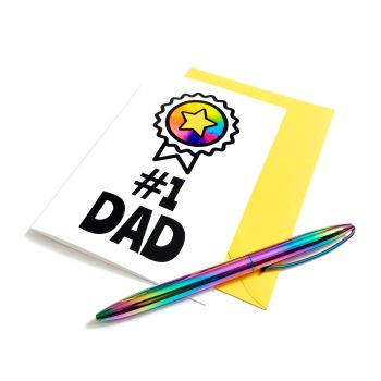#1 Dad - Rainbow Father's Day Card 