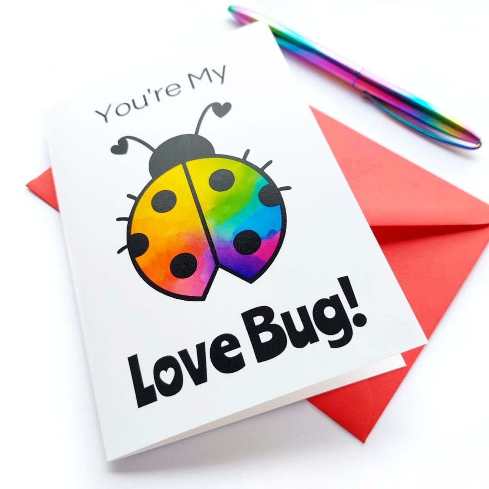 You're My Lovebug Rainbow Ladybird Card