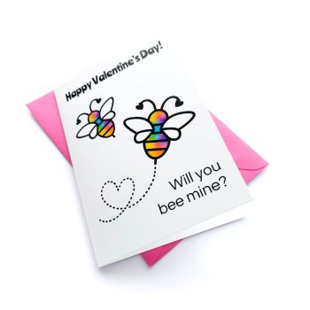 Will you bee mine? Rainbow Valentine's Day Card