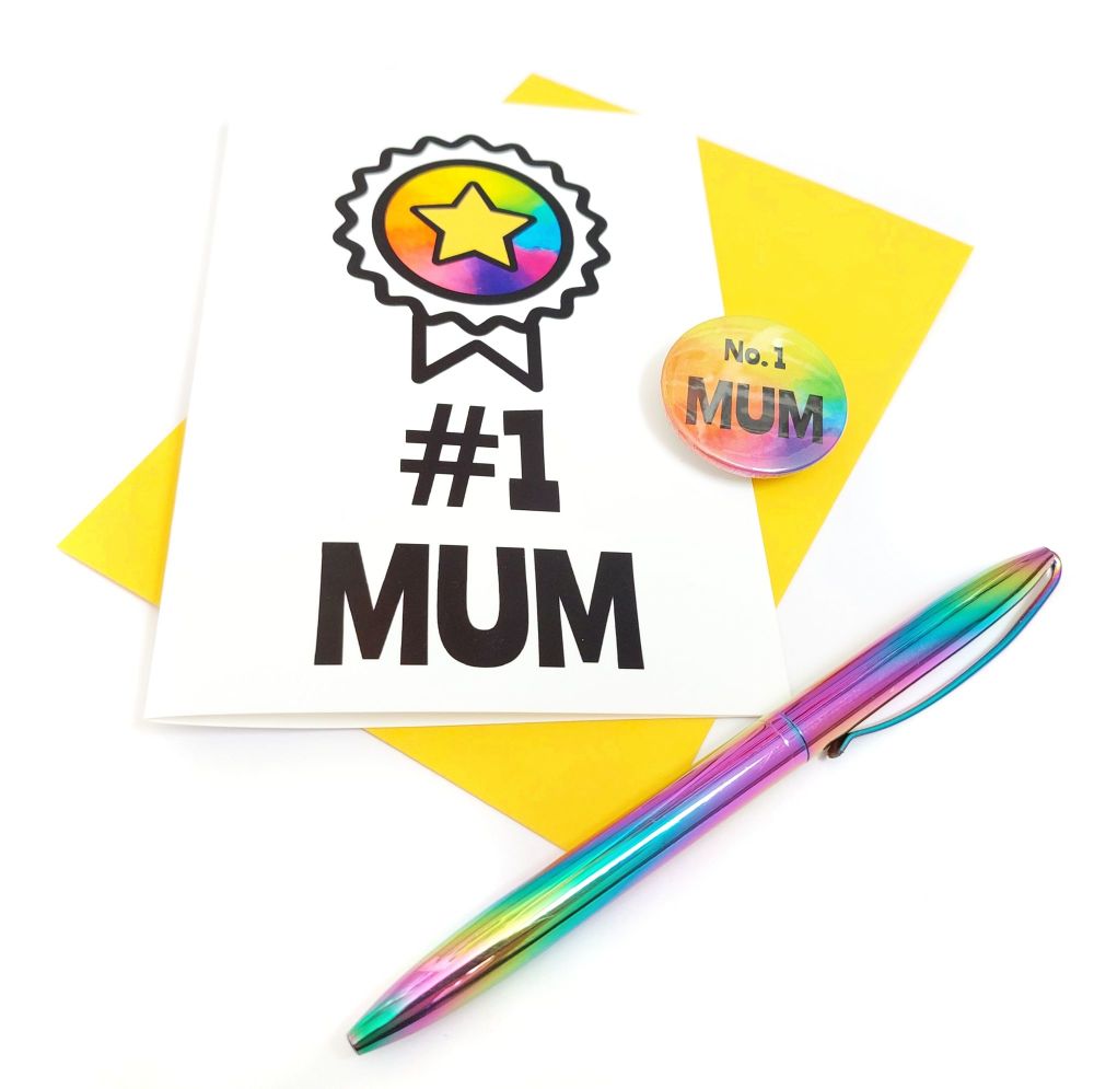 #1 Mum Rainbow Greetings Card