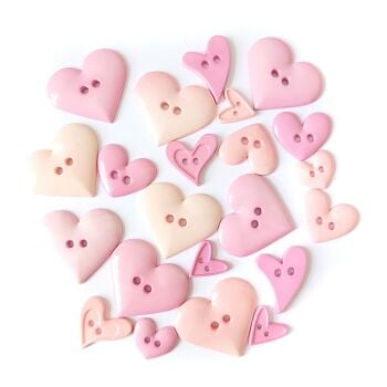 Assorted Pink Heart Buttons