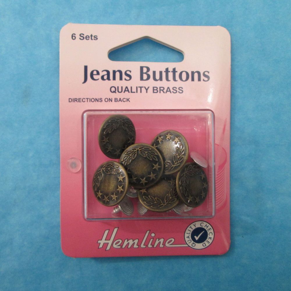 Hemline Jeans Buttons Bronze