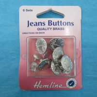 Hemline Jeans Buttons Silver
