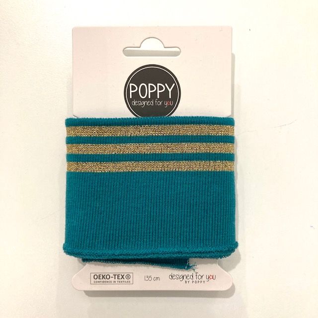 Jersey Cuffing - Metallic Stripe Turquiose