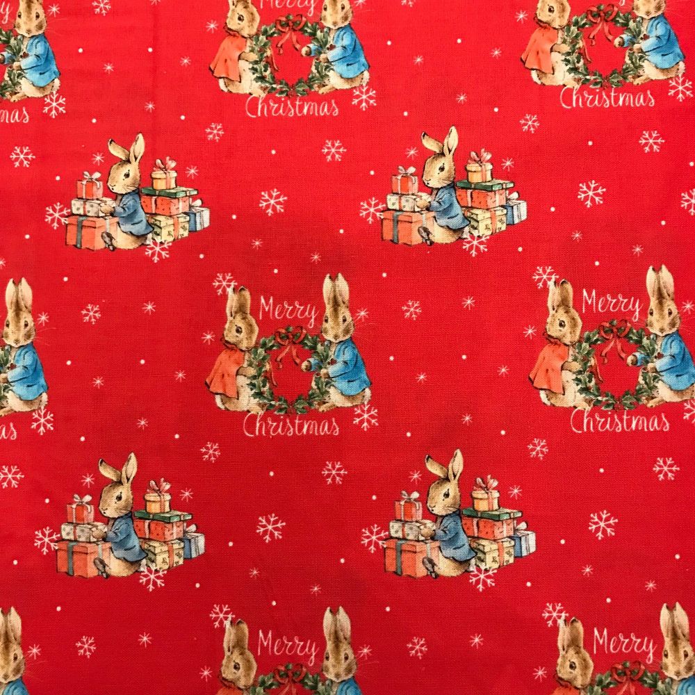 Christmas Fabric - Peter Rabbit  - Red