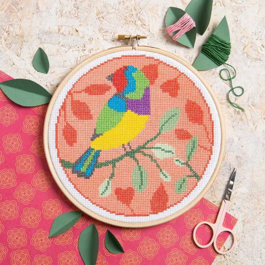 Hawthorn Cross Stitch  Kit - Rainbow Finch