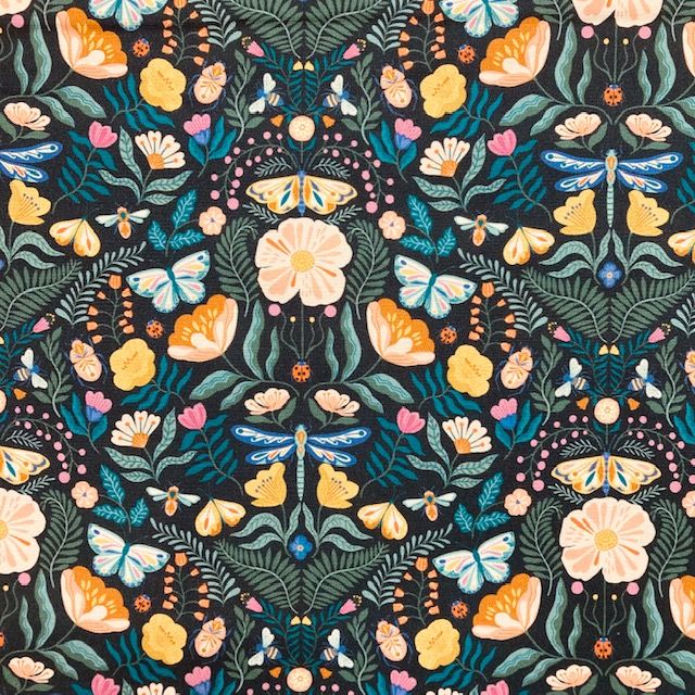 Flutter By Navy-Cotton Fabric by Dashwood 