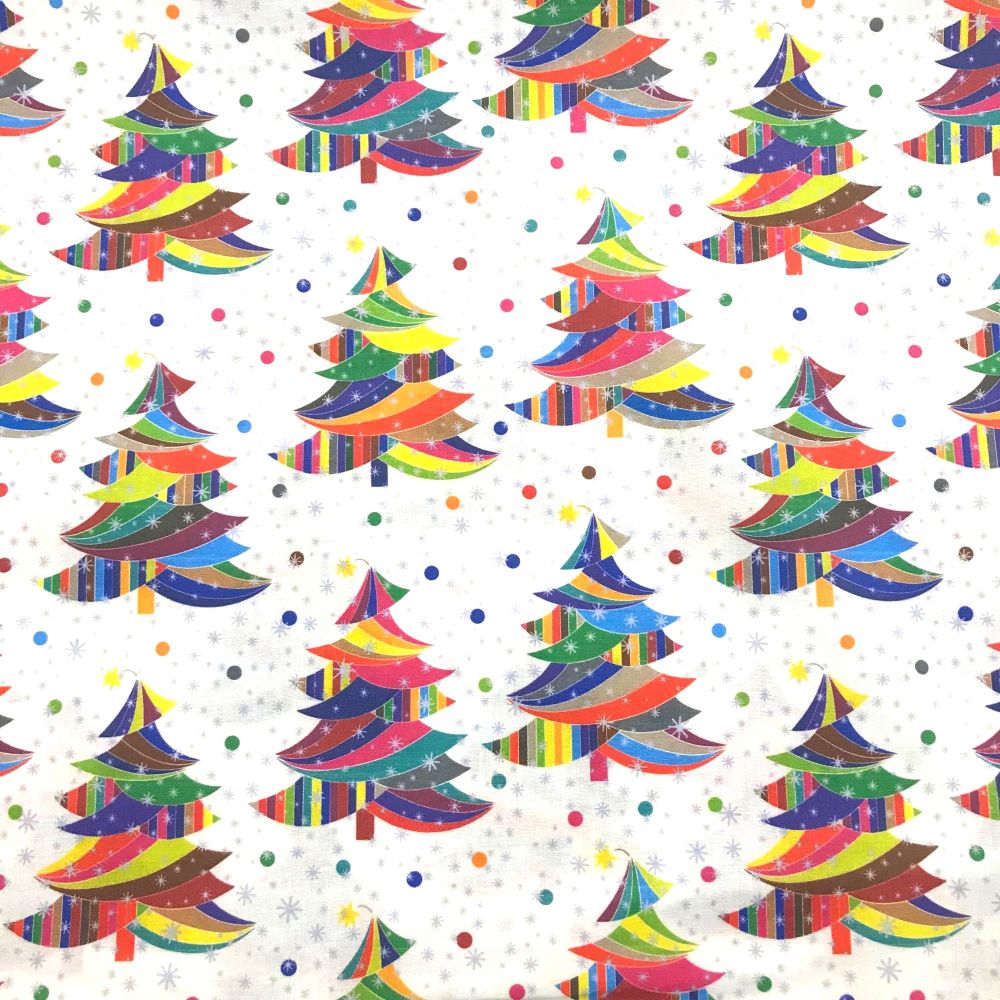 Christmas Fabric - Rainbow Trees