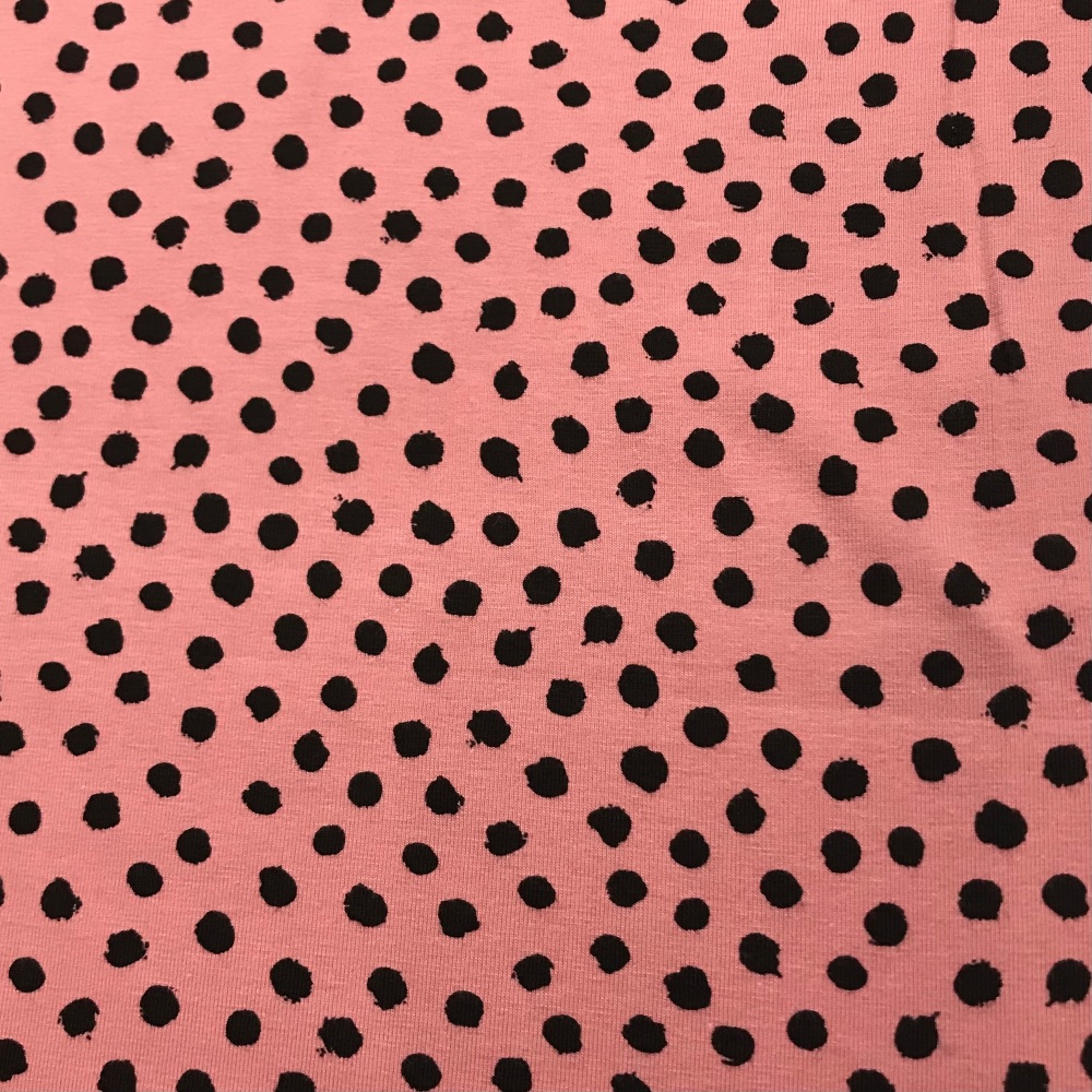 Cotton-Jersey - Pink /Black Spots