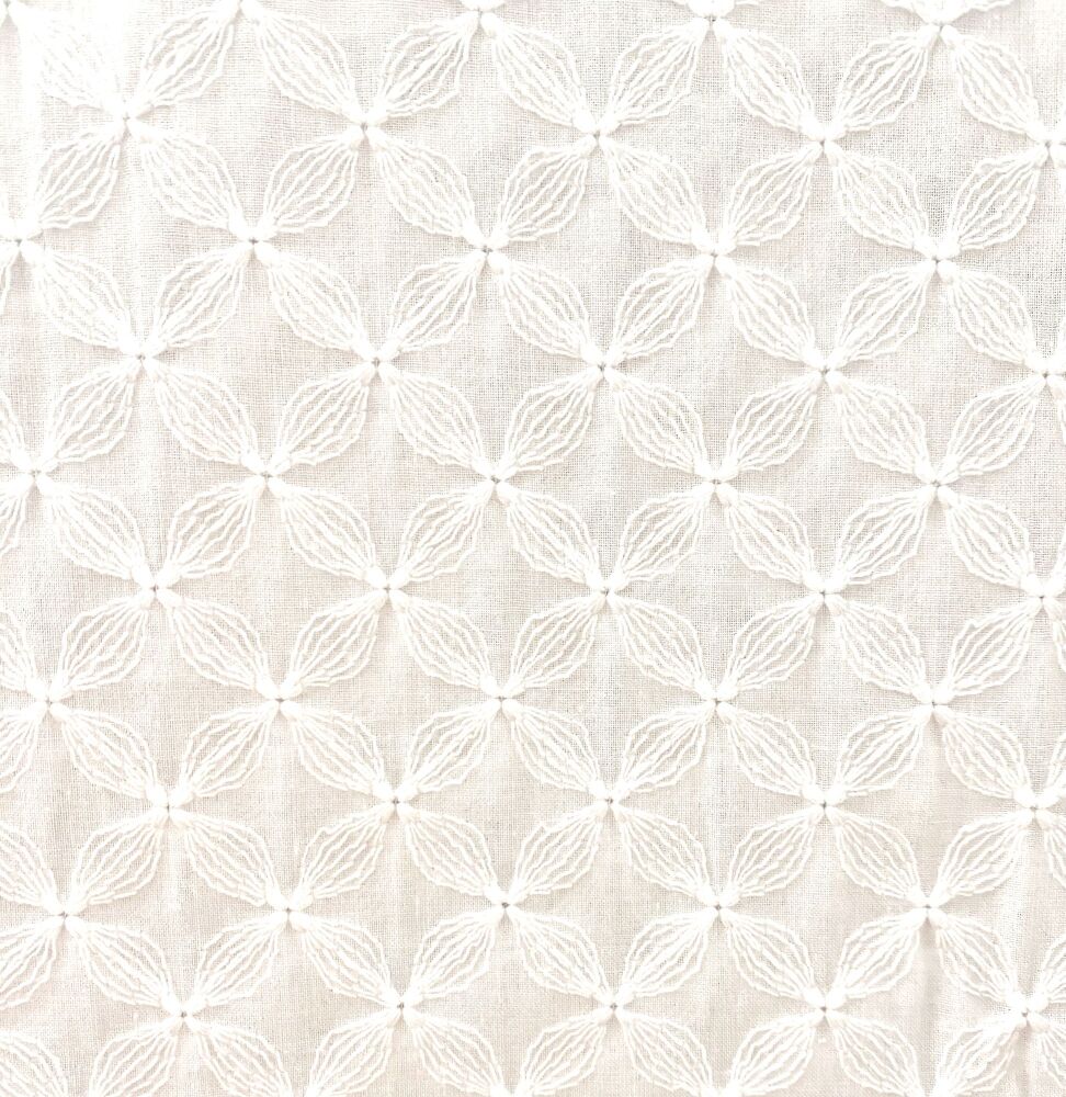 BROIDERIE ANGLAISE - WHITE -100% Cotton