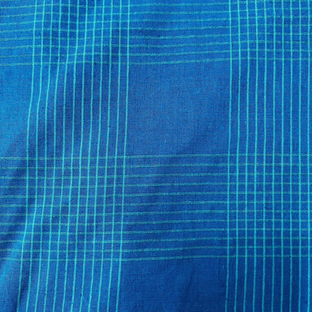 Indian Hand Woven Cotton - Blue Check