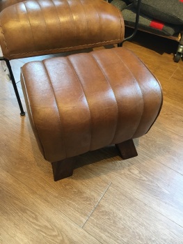 LEATHER FOOTSTOOL - BROWN