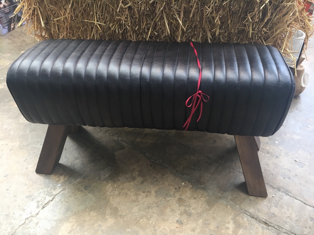 Large leather bench - Black