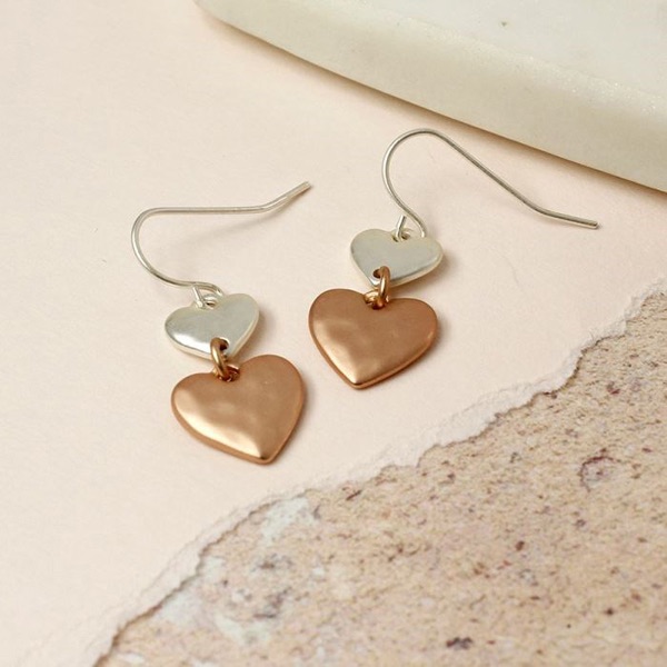 EARRINGS - DOUBLE DROP, TWO TONE (02489)