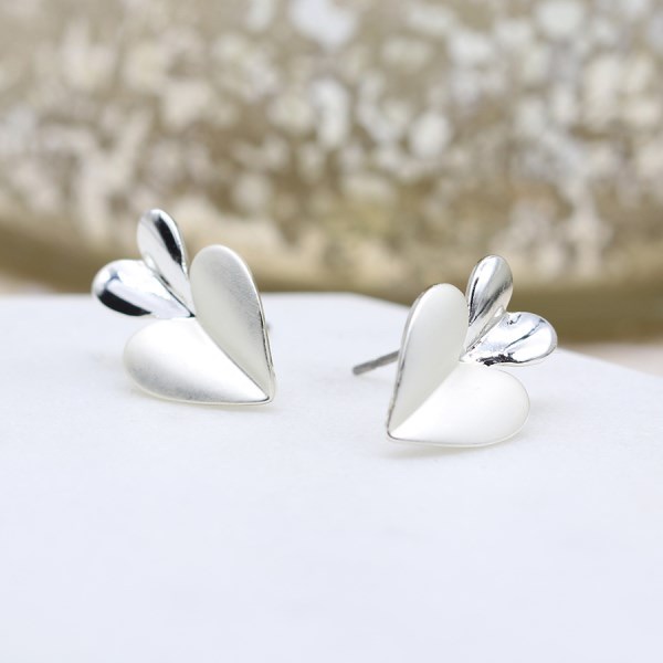EARRINGS - DOUBLE HEART WITH EPOXY IN LOWER HEART (03237)