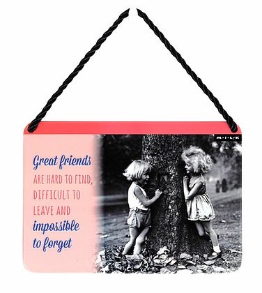 HANGING TIN PLAQUE - GREAT FRIENDS ARE HARD TO FIND PA011
