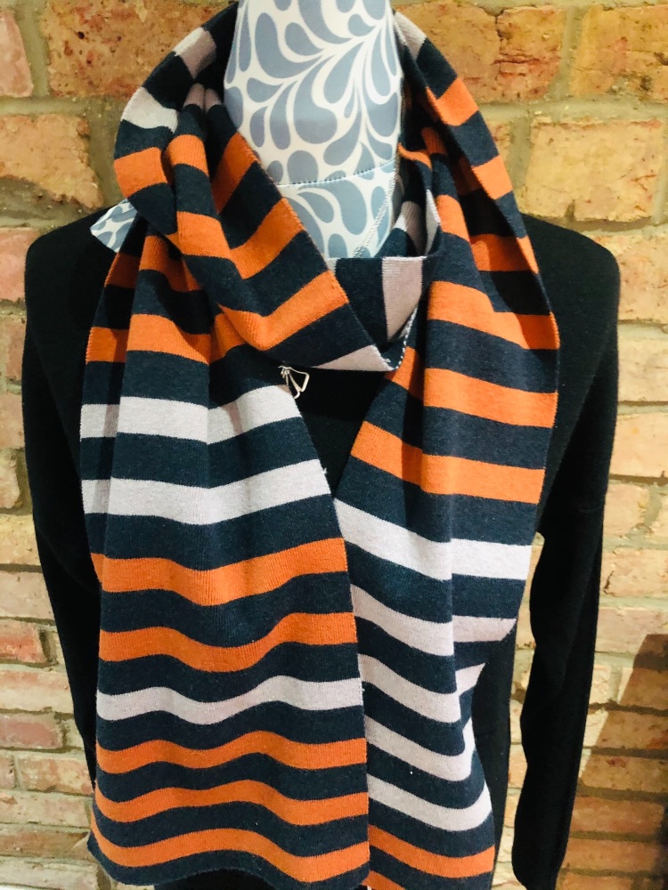 SCARF BY THOUGHT -ORANGE AND GREY WAC4360