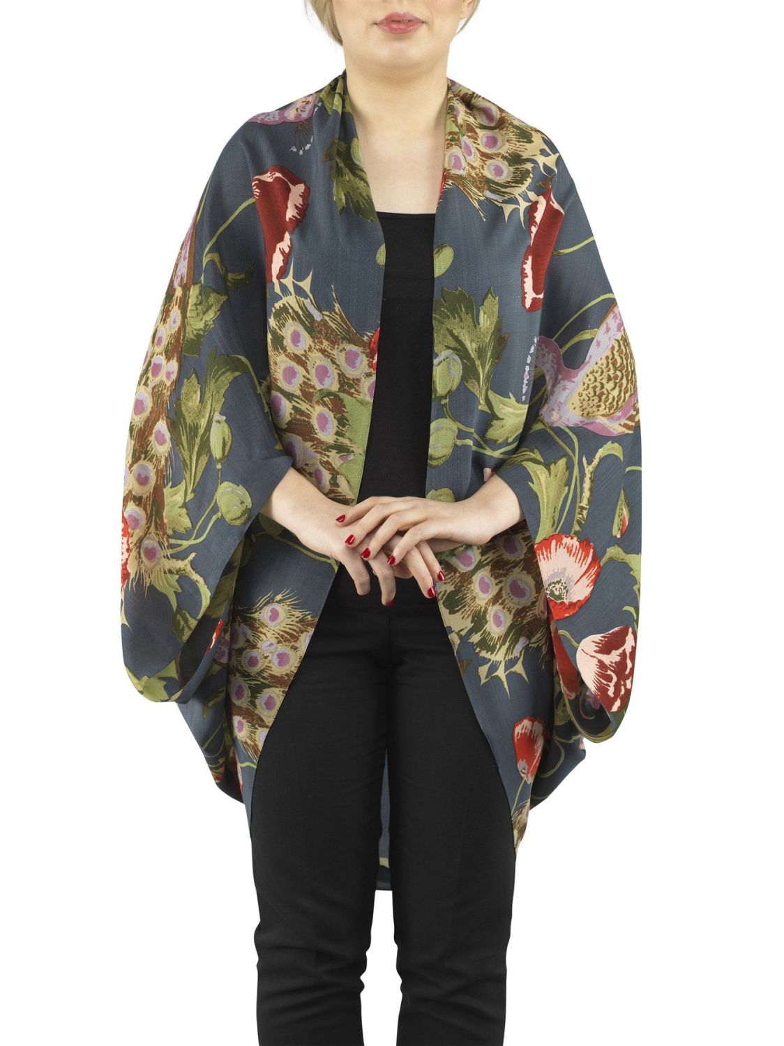 PEACOCK & POPPIES GREY CREPE SHRUG