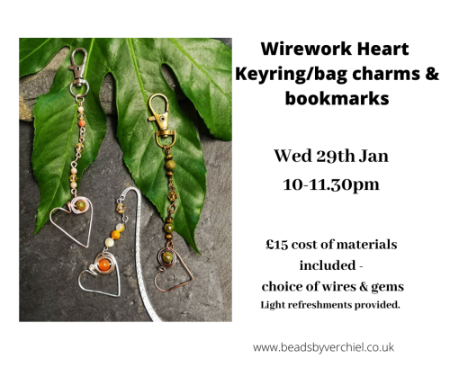 <!008--> Wire Wrapped Heart Keyrings/bagcharms & bookmarks